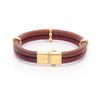 Used LOUIS VUITTON Brasserie Keep It Twice Bracelet M6672E Gold Plated Lizard skin Brown Bordeaux Gold Bordeaux Used