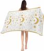 Beach Towel Stars Moon Bath Pool Towels Black Bohemian Gorgeous Starry Night Soft Absorbent Beach Towel Lightweight Large Quick