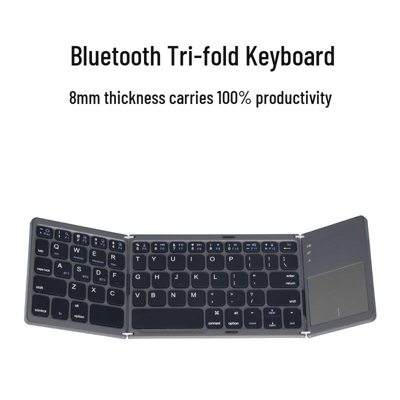 Portable Three-Fold Bluetooth Keyboard B033 for Phones, Tablets, Laptops