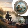 Good Luck Coin Fisherman Metal Keepsake Art Coin For Angler Husband Luck Outdoor Fishing Activities Camping Lover