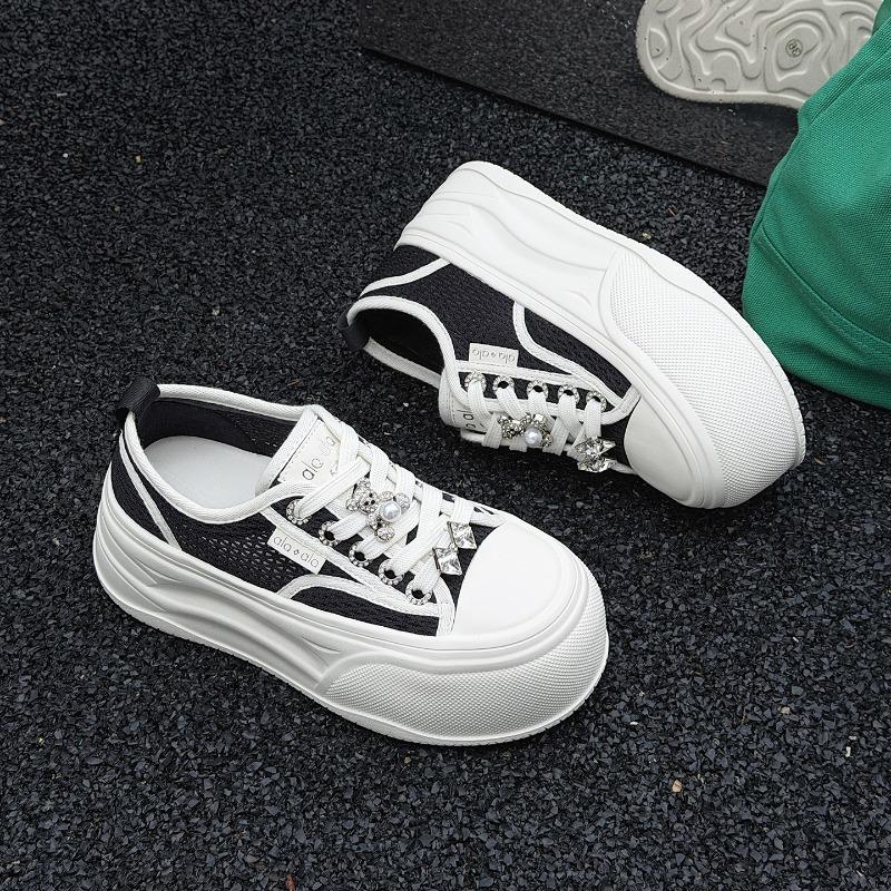 Mesh breathable cm thick baseplate shoes women's summer new versatile heightening thin casual little white shoes tide