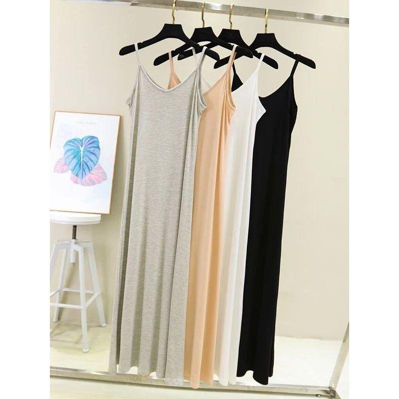 Anti Penetration Lined Bottom Dress Pure Color Anti-Penetration Lining Base Dress Women