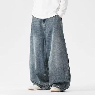 Spring Autumn Men Streetwear Denim Pants Men Harajuku Washed Baggy Jeans Men Y2K Punk Casual High Waist Wide Leg Pants