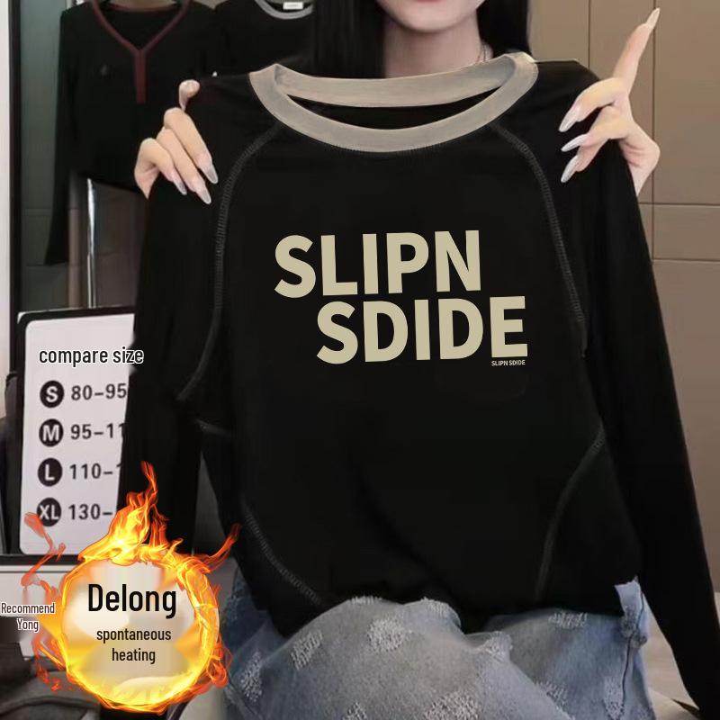 

Women s 2024 Chic Velvet Double-Sided Long-Sleeve T-Shirt - Versatile Autumn/Winter Ins Style Top XL for 125-135 jin
