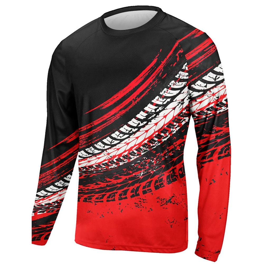 Spring and Autumn Round Neck 3D Colorful Pattern Printed Top Fashionable Casual Outdoor Cycling Long Sleeved Men's T-shirts