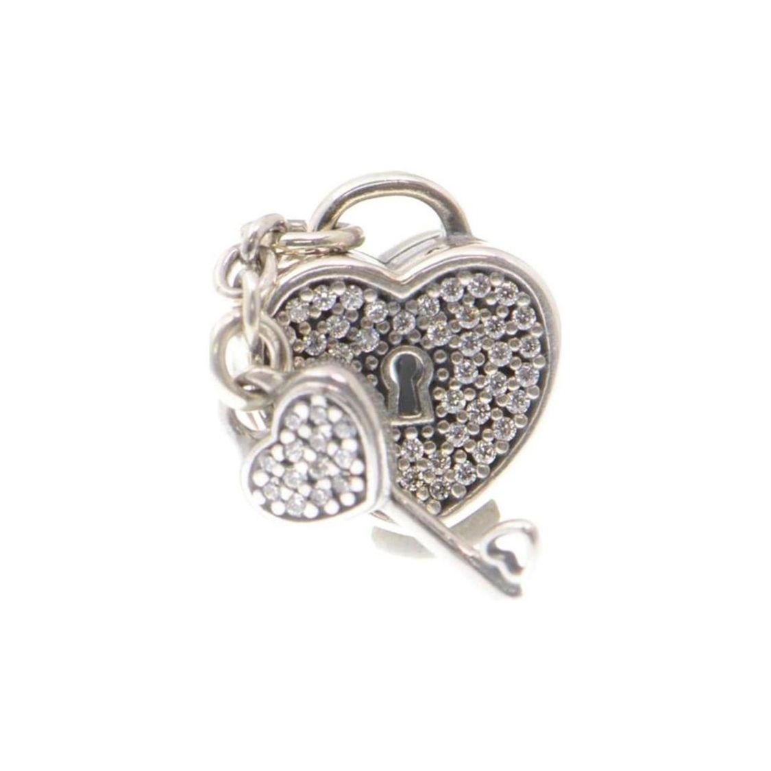 Pandora Heart Style Silver Crystal Pendant Women pendant 791429C F,Silver