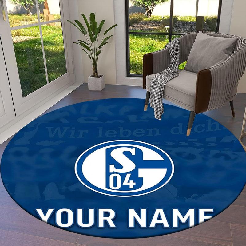 FC Schalke 04 Custom Name Round Area Rug,Carpet Rug for Living Room Bedroom Sofa Playroom Decor,Non-slip Floor Mat