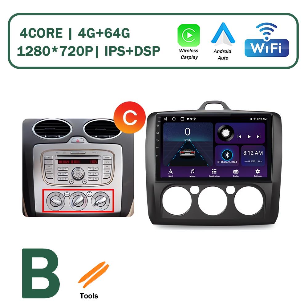 XSW3 9 Inch Wireless CarPlay Android Auto Radio for Ford Focus 2 Mk2 2004 - 2011 Car Multimedia Video Stereo Player GPS WIFI