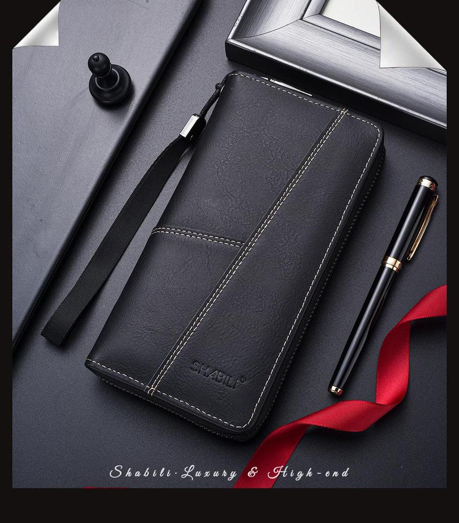 Herren Langes Leder-Reißverschlussportemonnaie – Multifunktionale Kartenhalter & Clutch mit großer Kapazität und mehreren Kartenfächern