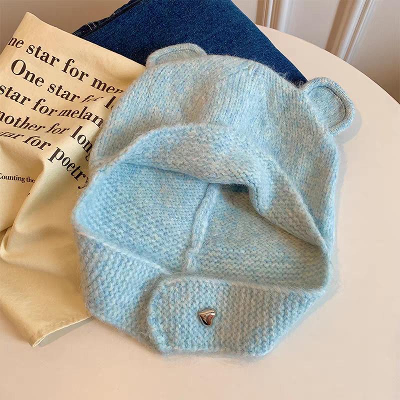 Cozy Knit Bear-Ear Lei Feng Hat - Cute & Versatile Ear Protection for Autumn/Winter