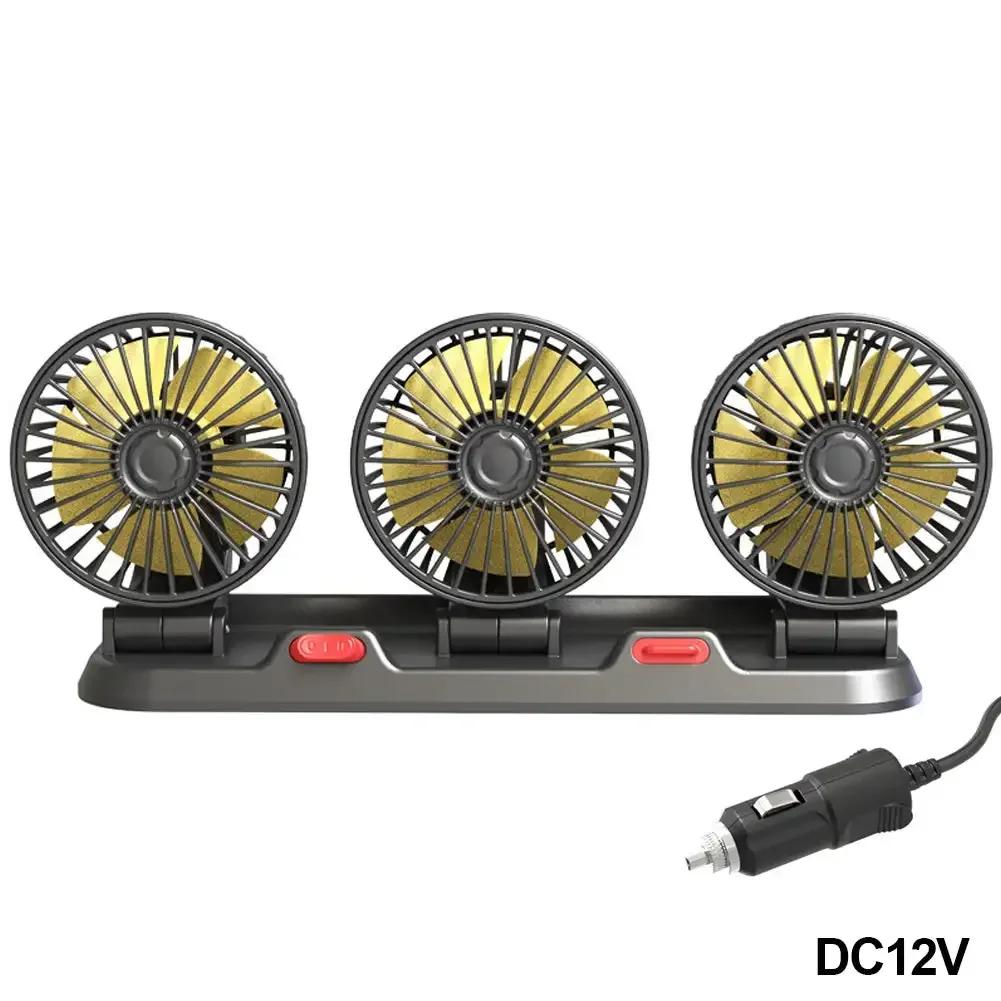 Car Fan 360° Adjustable 3 Head Air Fan Automotive Electric Fan USB/12V/24V Fan 2 Speeds Car Silent Fan For Home Desk Office&Car