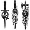 3pcs Temporary Tattoo Sword With Glowing Heart Realistic Temporary Tattoos Sword With Bear And Flowers For Thighs Adults Arms