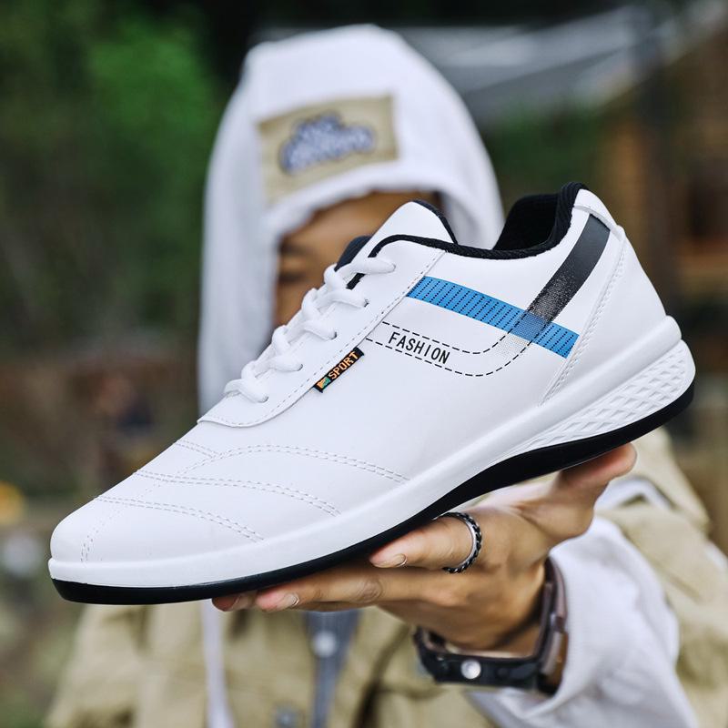 2024 Spring Men's Korean Style Lightweight Leather Casual Running Shoes - Wear-resistant, Low-top Design