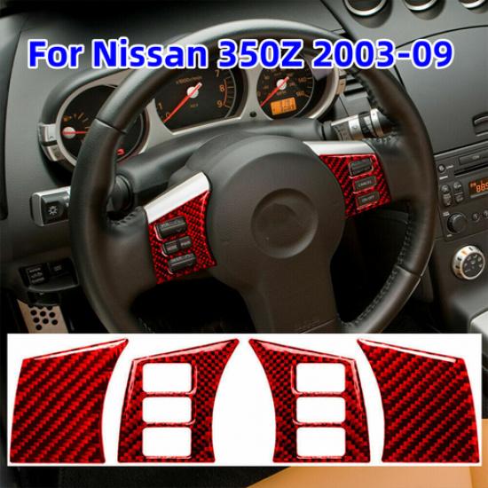 4PC New Real Red Carbon Fiber Interior Panel Trim Cover For Nissan 350Z 2003-09