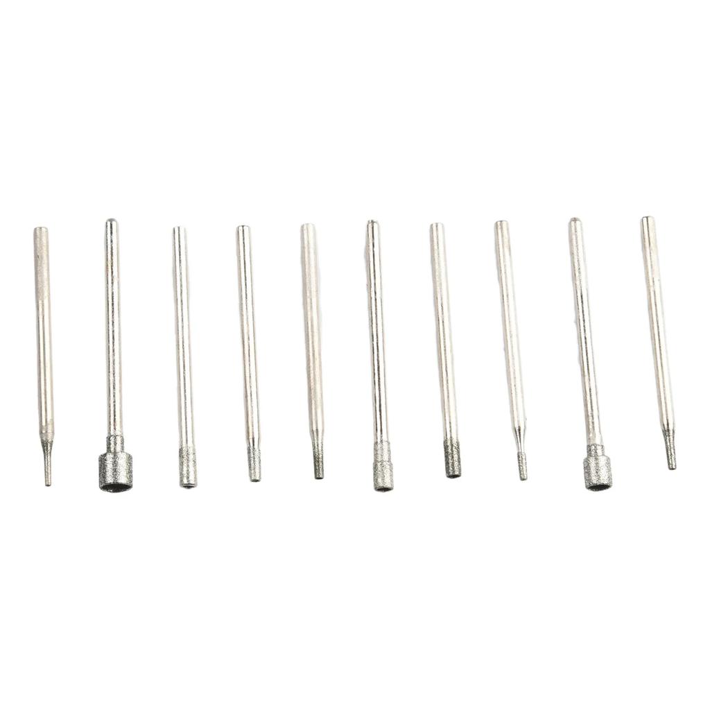 Sliphuvud Diamantstift Kärna 0,8-5mm 42-45mm Längd Diamant Elektropläterad Silver Gravering Diamantgraveringshuvud