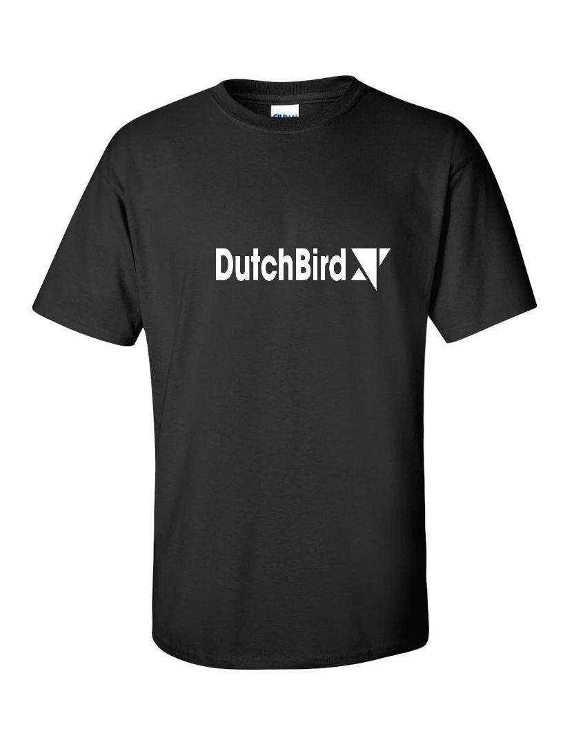 DutchBird White Retro Logo Dutch Airline Aviation Black Cotton T-Shirt XL