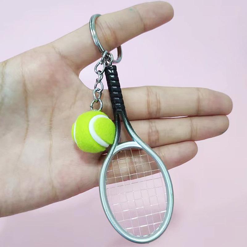 Tennis Keychain Pendant Wholesale Sports Tennis Racket Keychain New Simulation Craft Tennis Keychain Gift