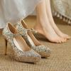 Luxury High Heels Pumps Bridal Wedding Shoes Woman New 2025 Platform Large Size Sequined Gold Heeled Party Dress Shoes Ladies