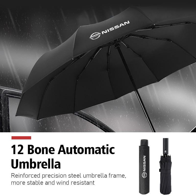 12 Bone Car Travel Sunshade Umbrella Folding Fully Automatic For Nissan Pulsar Skyline Patrol Navara Micra X-Trail