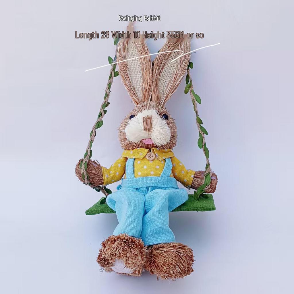 Handgefertigter Strohflecht-Kaninchenschmuck - Niedlicher Mori-Stil für Weihnachten & Ostern