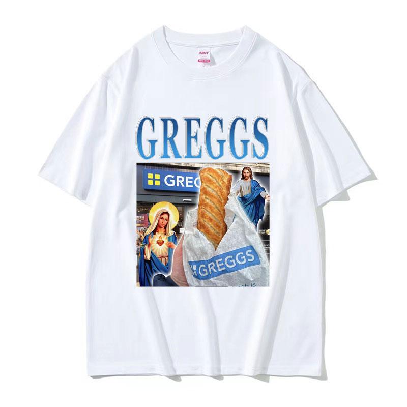 Greggs Homage Bakery Chain Funny Meme Graphic T Shirt Men Women Vintage Clothing Tees Casual Cotton Oversized Tshirt Streetwear