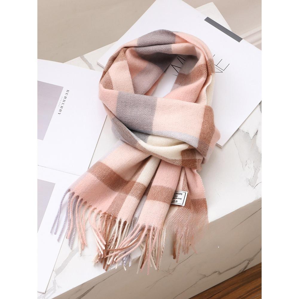 Лучшие товары в Великобритании 100% шерстяной клетчатый шарф женский зимний студенческий — фото 9