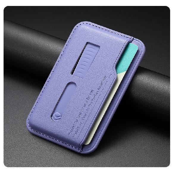 MagSafe Compatible Magnetic Card Holder with Hidden Wrist Strap, PU Leather Wallet Card Slot for iPhone 12-17 Series, RFID Blocking Phone Back Card OS светло-синий