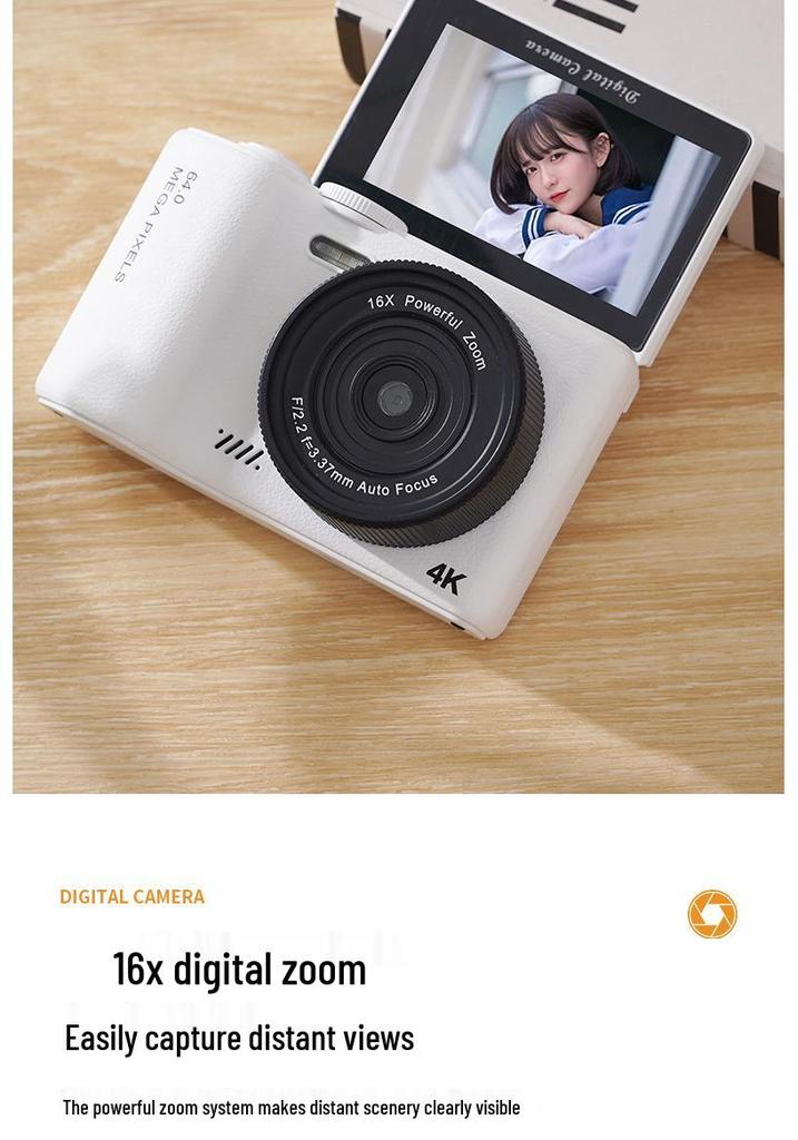 64MP HD Retro Flip Screen CCD Digital Dual Camera for Selfies