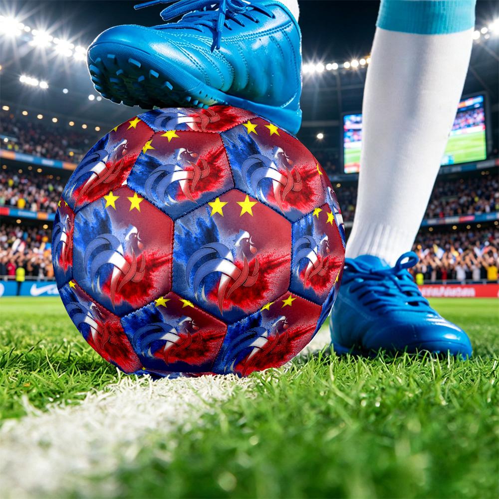 Pallone da Calcio Misura 5 Stampato France Football Resistente all'Usura Standard per Allenamento Adulti Regalo per Fan per Partite Sportive Indoor Outdoor