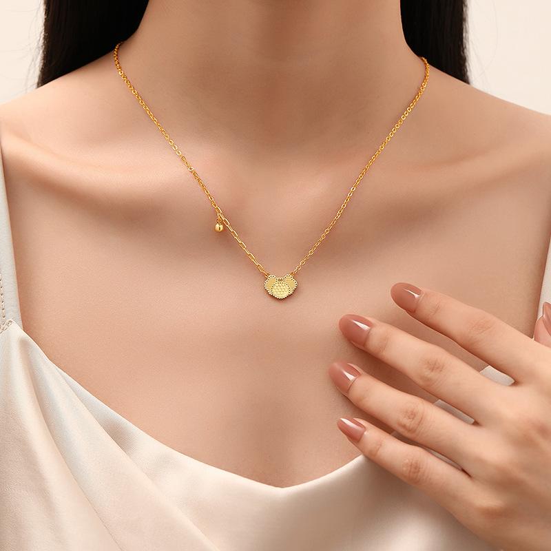 Jiskřivý bezpečnostní náhrdelník s pojistkou Dámský lehký luxusní niche design Klíční kostní řetízek