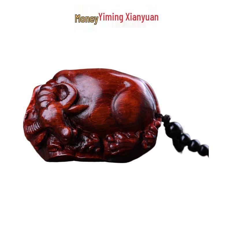 Rosewood Carved Pixiu Ornament: Gourd & Dragon Turtle Handicraft