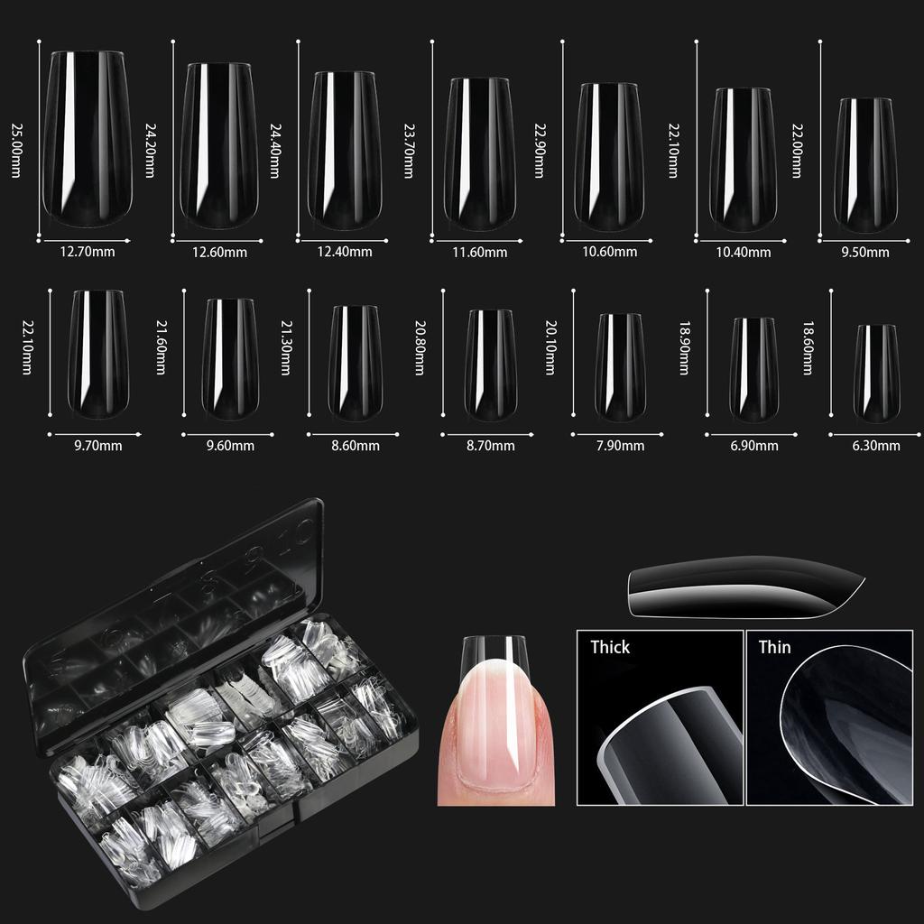 Europäische und amerikanische Maniküre, transparenter Nagel, Maniküre im Nageltyp, nahtlose künstliche Nagelbox, Sargnagel
