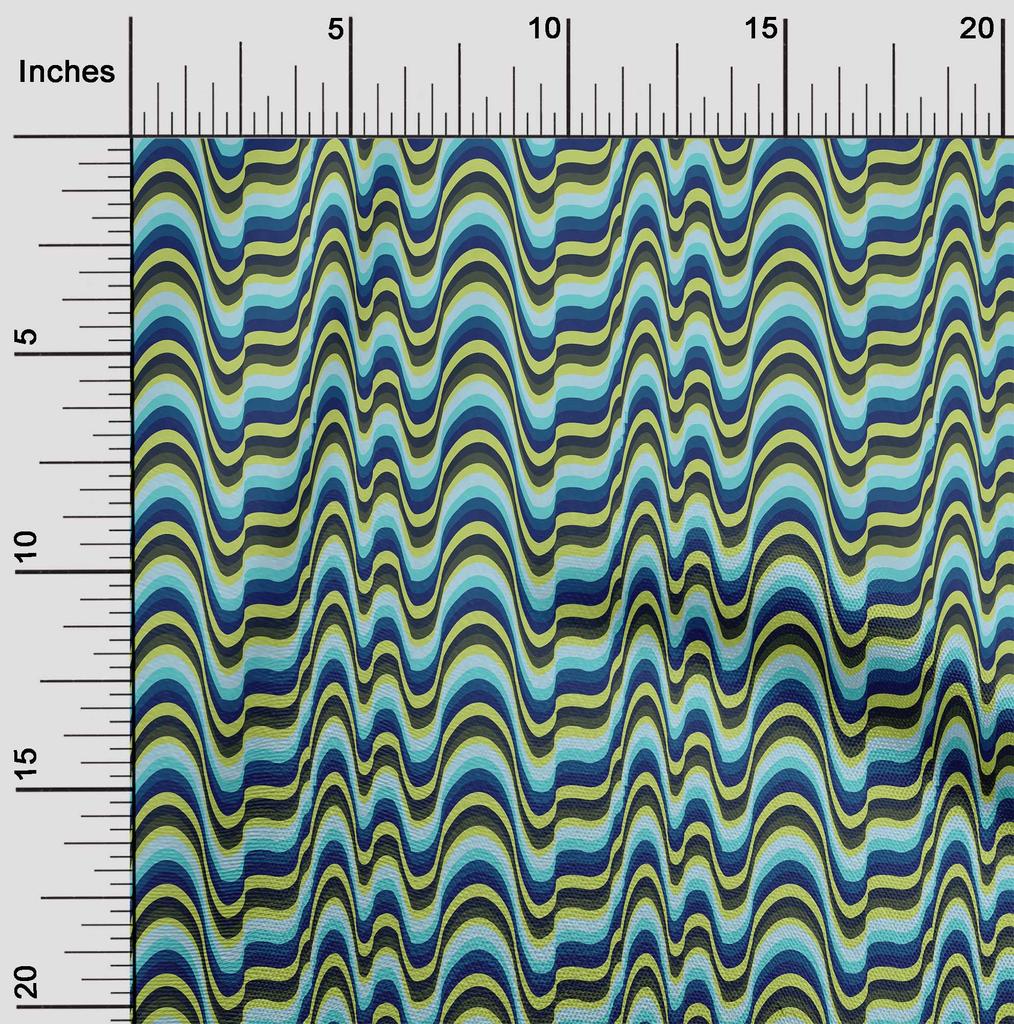 oneOone Cotton Flex Fabric Waves Flame Stitch Print Fabric By The Yard 40 Inch
