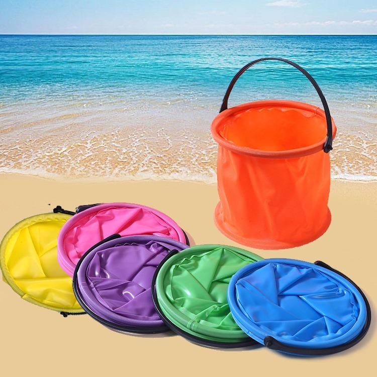 2/4pcs Folding Bucket Art Pen Washing Bucket Handheld Toys Outdoor Beach Sand Pool Leisure Toys Portable Fishing Tools