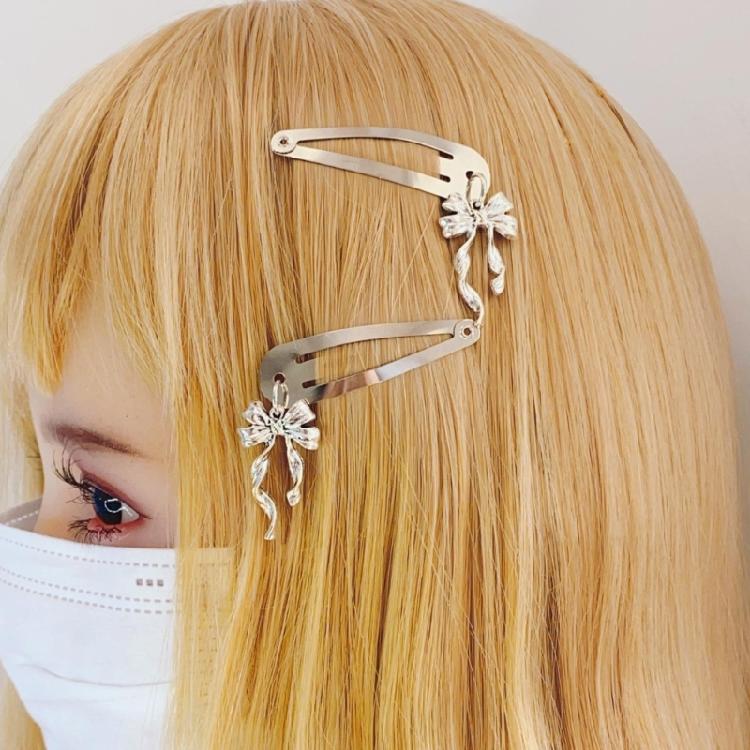 Simple Bowknot Hairclip for Girl Metal Hair Clip Side Pin Lady Hair Styling Tool 2000s Women Hairpin Hair Decoration
