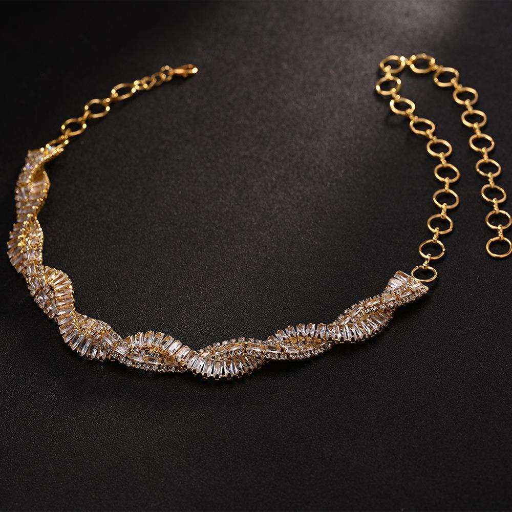 Multi-Row Geometric Crystal Choker Necklaces Luxury Trendy Weave Necklaces Fashion Accessories
