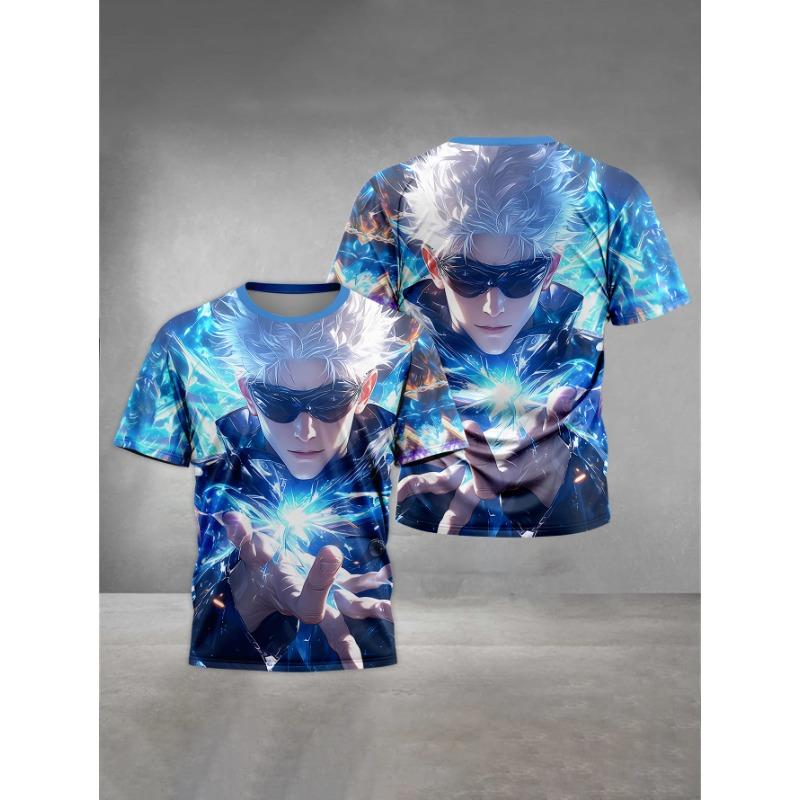 Summer Round Neck 3D Jujutsu Kaisen Satoru Gojo Printed Top Fashionable Casual Short Sleeved Children's Boy T-shirts