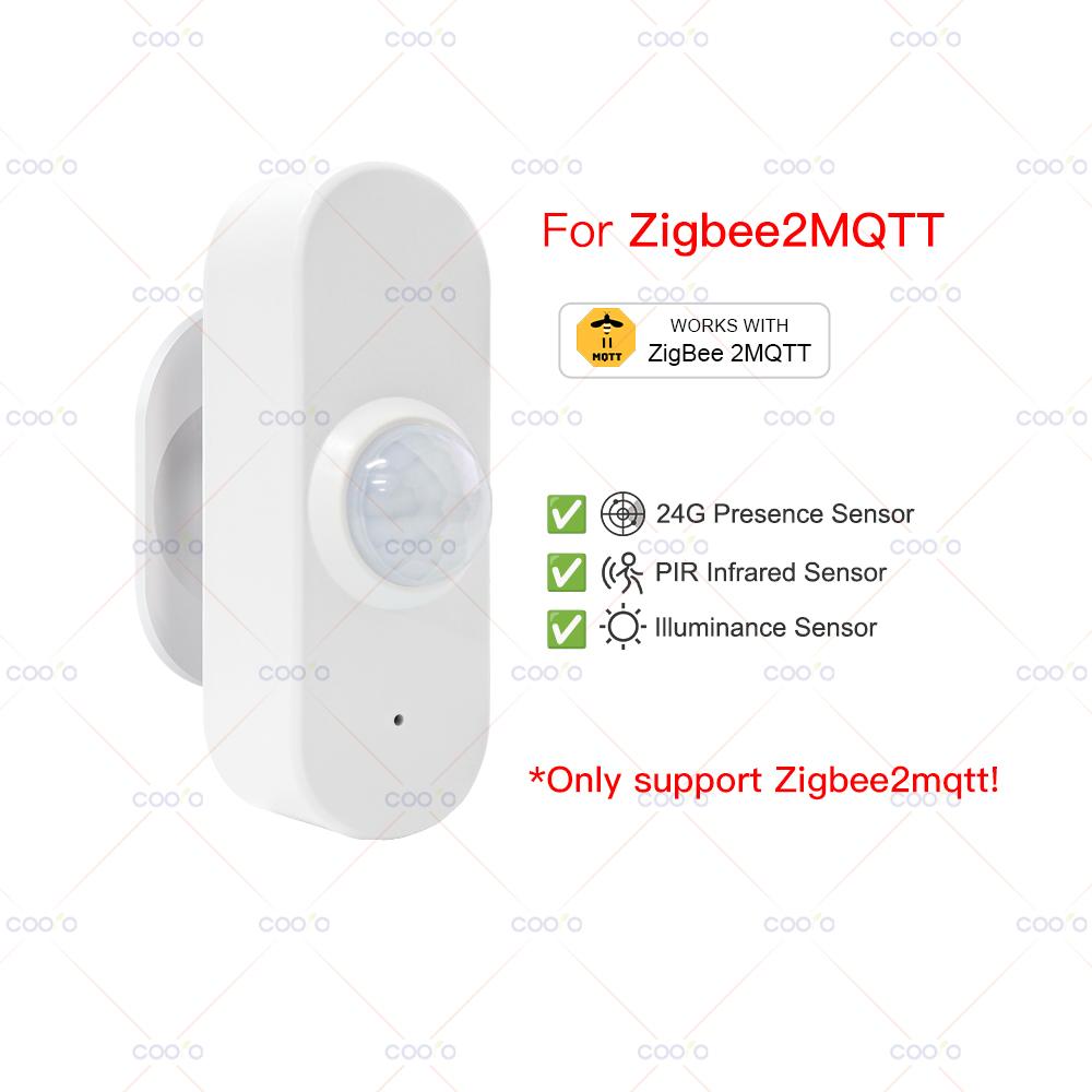 24G MmWave Radar Human Presence Sensor+PIR Motion Sensor Light Temperature Humidity USB/Battery Powered Support Tuya Zigbee Z2M 24G for Z2M