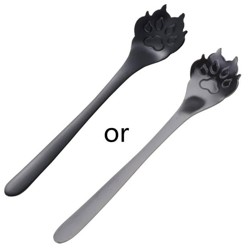 Cat Paw Spoon Stainless Steel Coffee Spoons Teaspoon Bar Kitchen Stirring Spoon