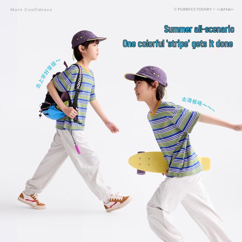 Boys' Striped Breathable Short-Sleeve T-Shirt