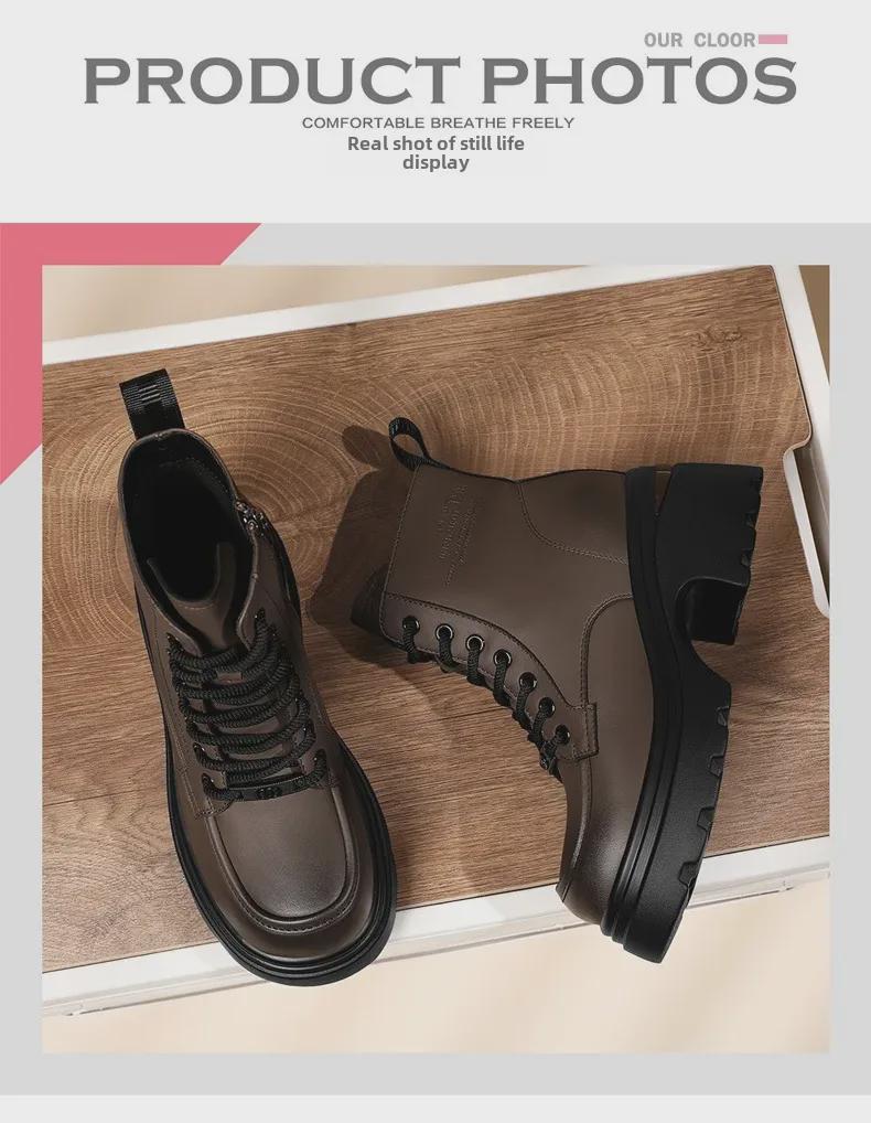 Dámské kotníkové boty na silné platformě zvyšující výšku, móda podzim/zima 2024.