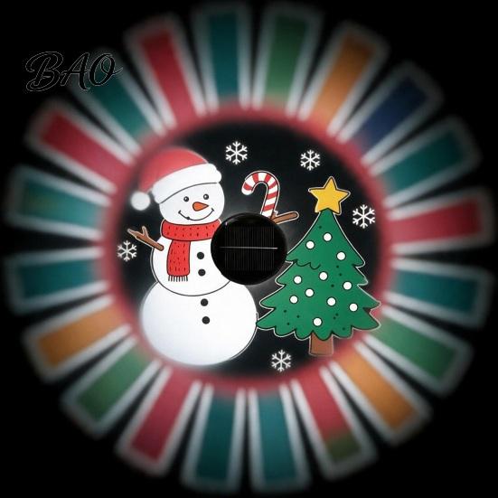Christmas Tree Projection Lights Outdoor Solar Fence Light, Waterproof Cute Snowman Xmas Decorative Hollow Metal Lamps Projector Wall Light for Garden