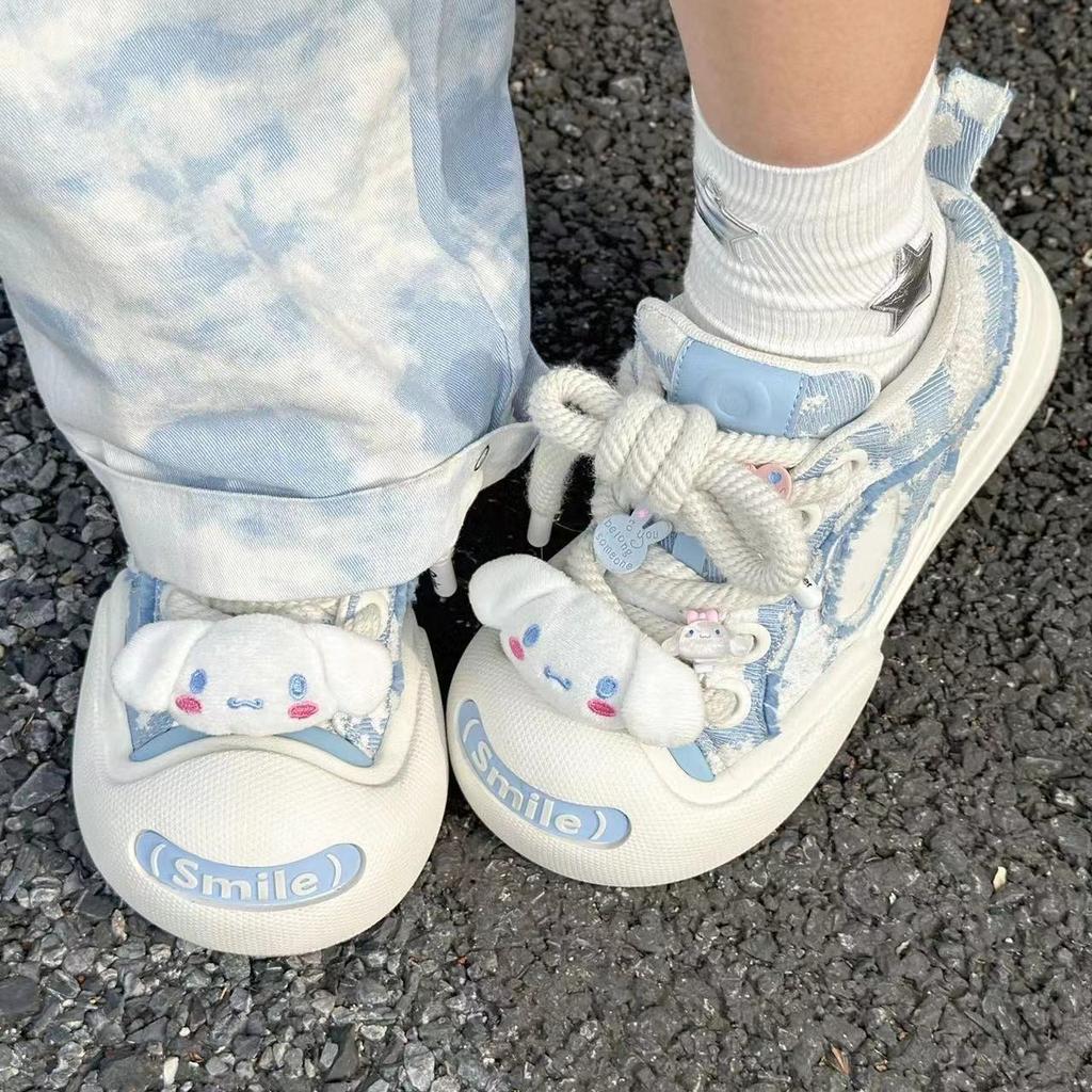 2025 Spring and Summer Board Shoes, Xiaoxiangfeng Female Students, High School Students Gain Height, Thick Soles, Cute Big Head Board Shoes