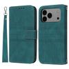 For iPhone 17 Pro Max Case Wallet Skin-Touch Leather Imprinted Phone Cover with Wrist Strap