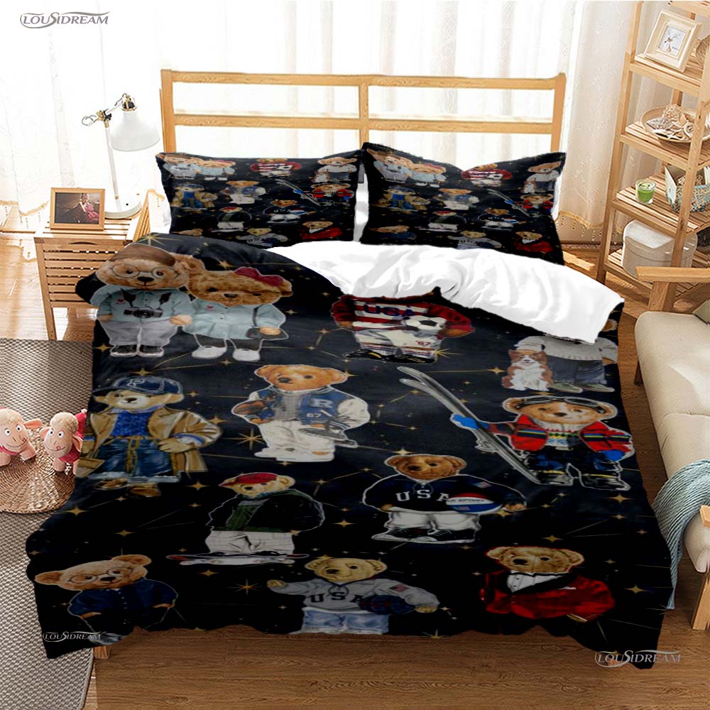 Fashion Bear Casal All Season Duvet Cover Comforter Bedding Set Soft Quilt Cover and Pillowcases Teens Single/Double/Queen/King