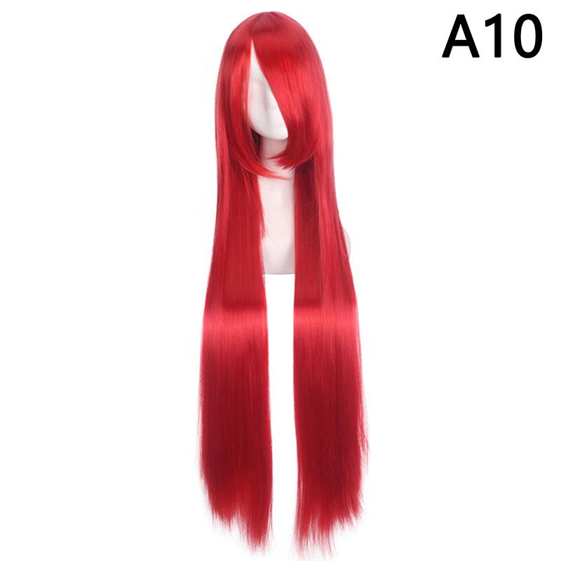 

100Cm Long Straight Universal Cosplay Wig With Bangs Multicolour Women Anime Heat Resistant Synthetic Hair Decoration