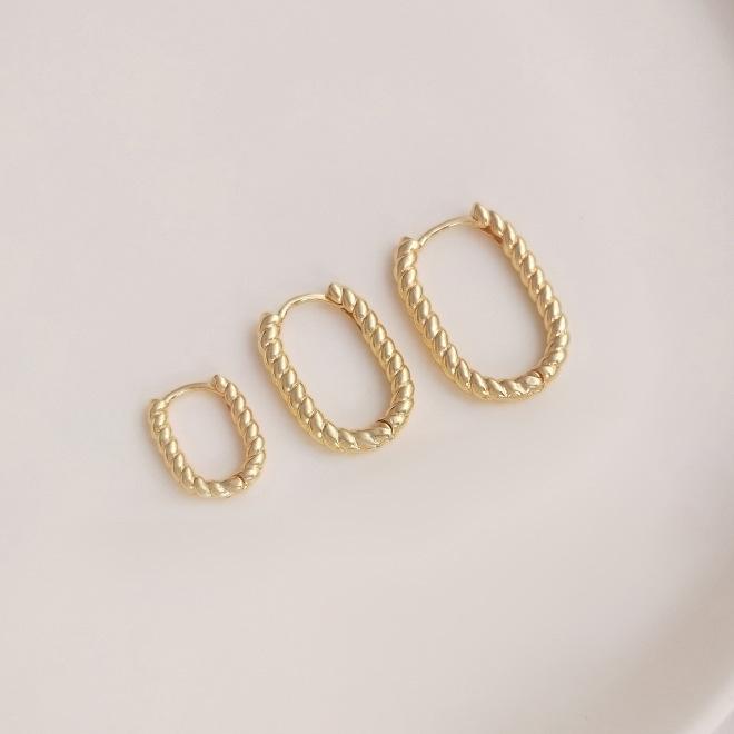14K Gold-Filled U-Shaped Twisted Ear Cuff Hoops - Fashionable, Lightweight, Classic Earrings