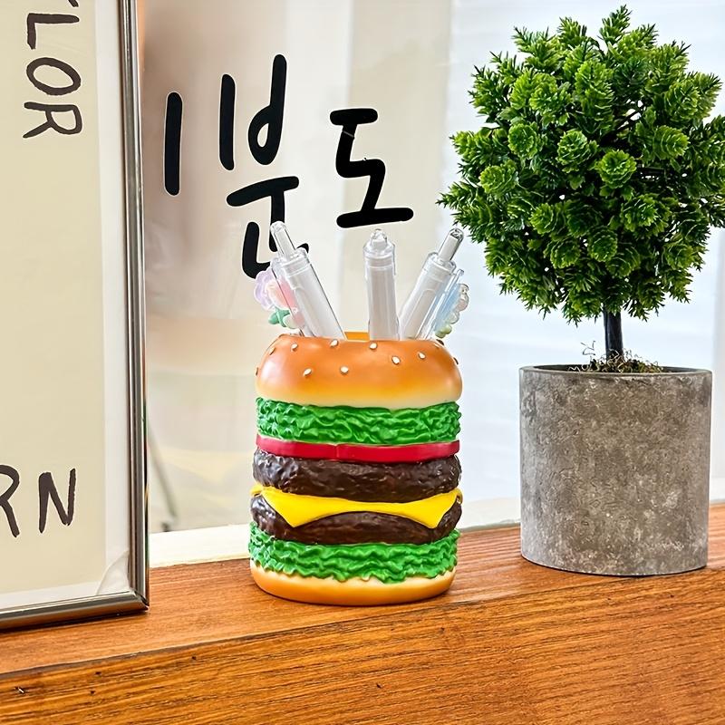 1pc Adjustable Hamburger Pen Holder | Creative Desk Organizer for Office Supplies & Makeup Brushes, Fun Storage