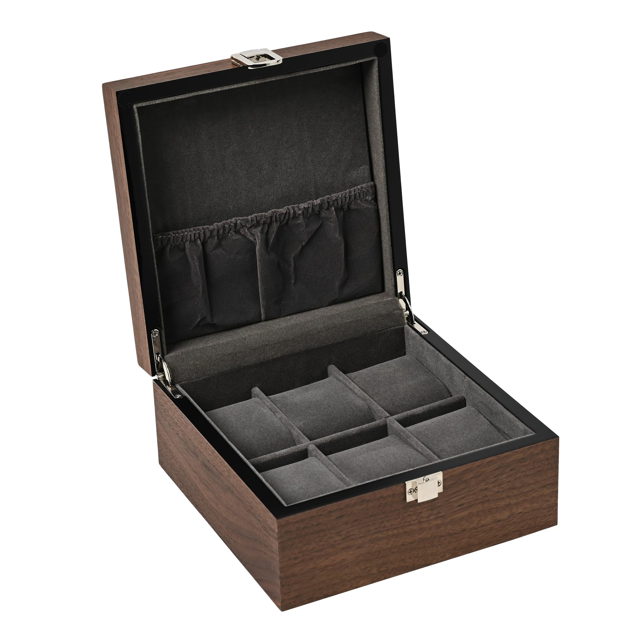 

Es prima Watch Storage Case, Watch Storage Box, Collection Case, High Quality Walnut Wood, Holds 6 Watches, ES5306WD
