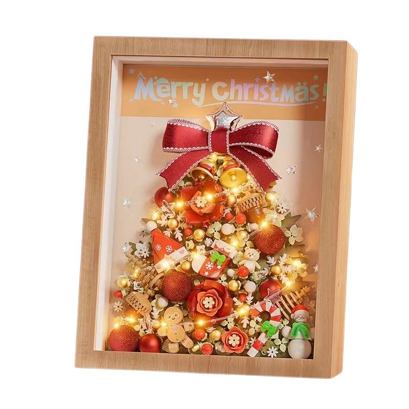 Non-Toxic Merry Christmas Building Blocks Moc Fantasy Picture Frame Ornaments Home Decorations Kids Toys Gifts For Children